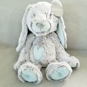 Demdaco Gray Aqua Bunny Plush Stuffed Animal Toy 13.5" Long NWT